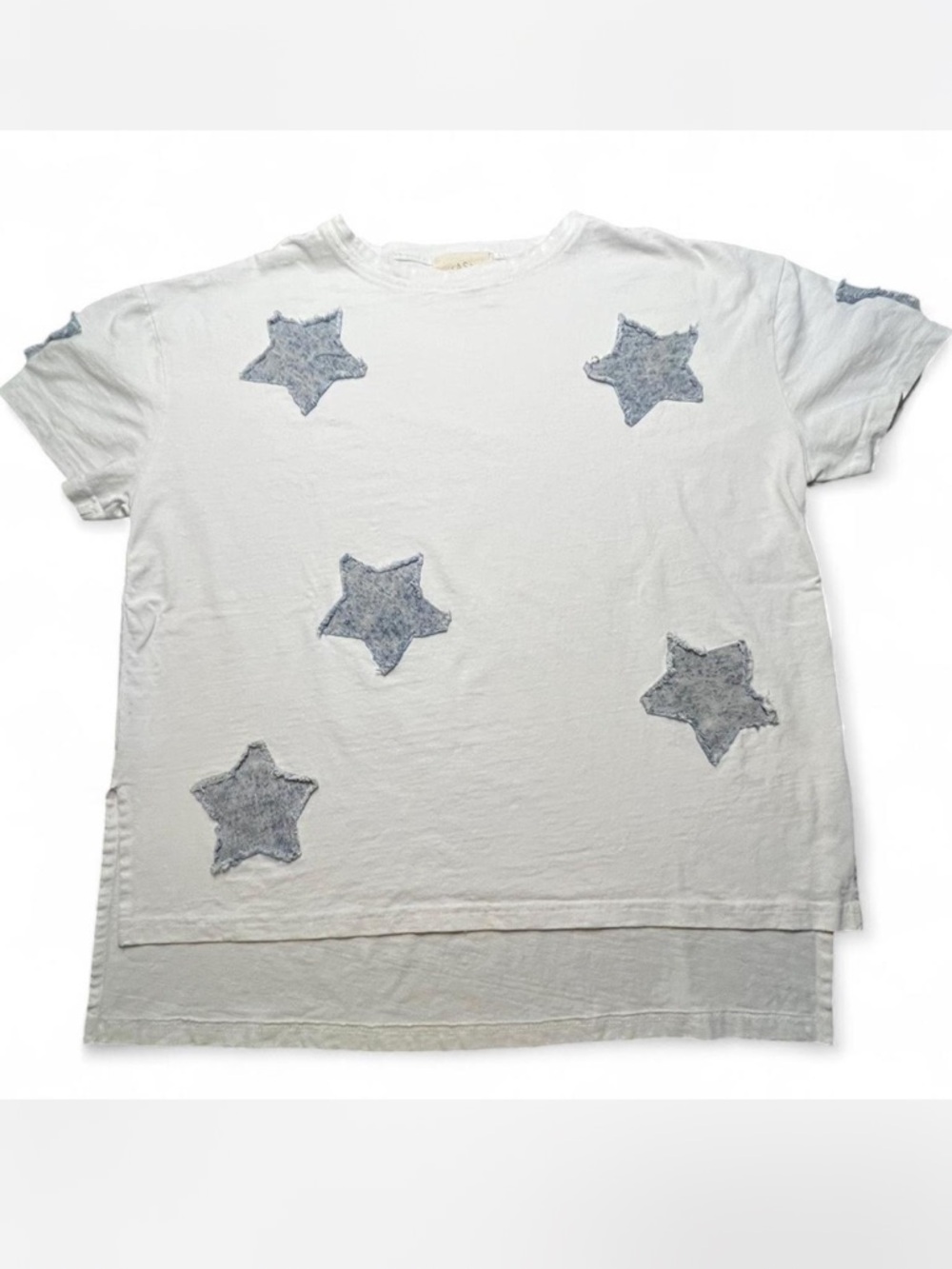 Fantastic Fawn White Oversized T with denim stars, M
